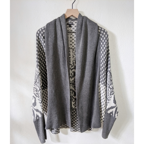 Express Sweaters - Express Geometric Knit Cardigan